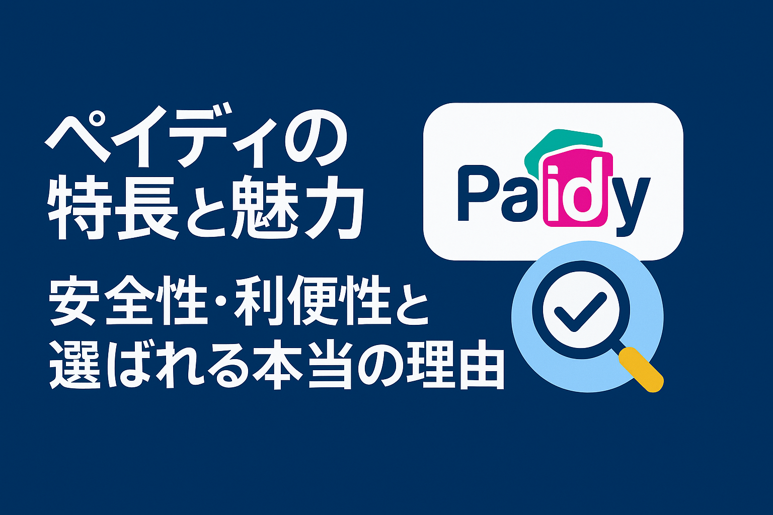ペイディの特長と魅力を伝える横長アイキャッチ画像｜安全性・利便性と選ばれる理由を強調した信頼感あるデザイン