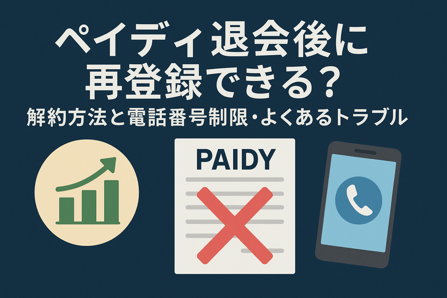 ペイディ退会後の再登録や解約方法を解説するアイキャッチ画像