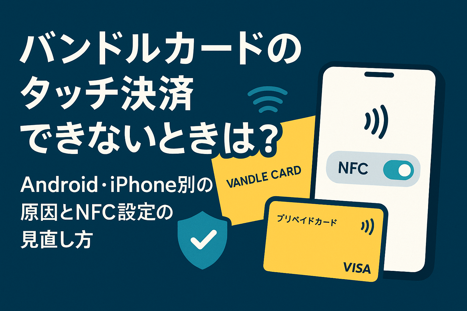 スマホのNFCスイッチとVANDLE CARDのイラスト：バンドルカードのタッチ決済ができない時の原因と設定見直しガイド
