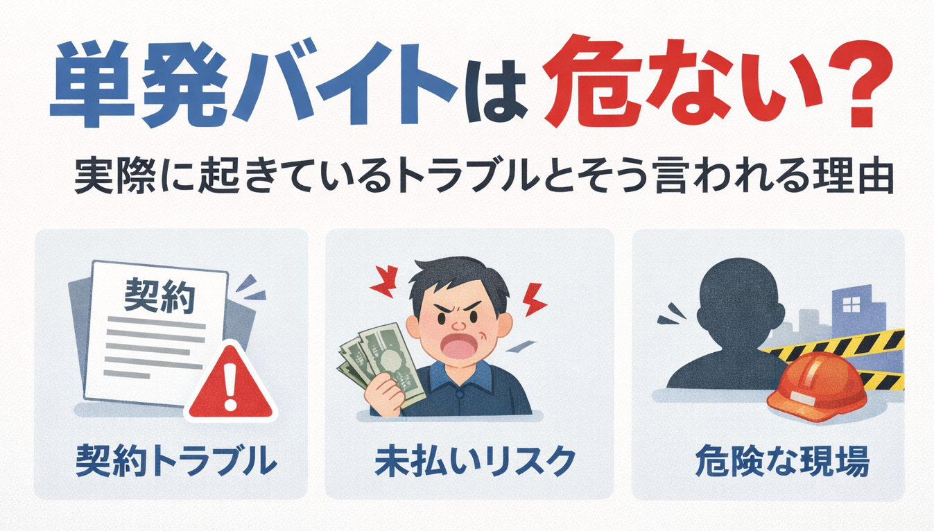 単発バイトは危ない？実際に起きているトラブルとそう言われる理由