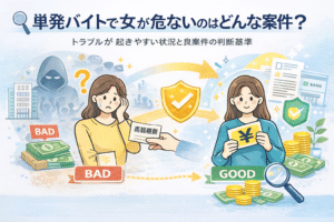 単発バイトで女が危ないのはどんな案件？トラブルが起きやすい状況と良案件の判断基準